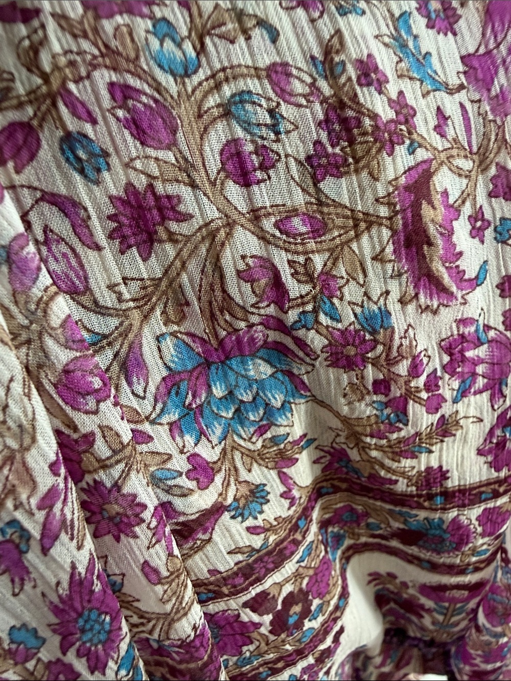 Zadig & Voltaire Purple Cream Floral Pintuck top - Picture 7 of 7